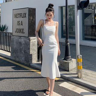 Spaghetti-strap Chiffon Midi Sheath Dress