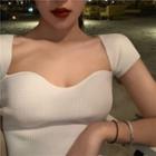 Off-shoulder Slim-cut Blouse