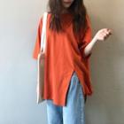 Elbow-sleeve Slit Hem T-shirt