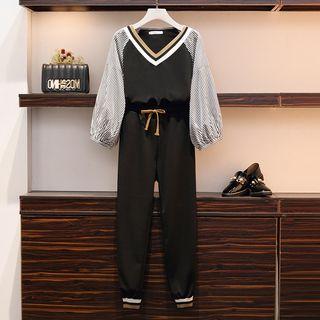 Pinstriped Panel T-shirt / A-line Skirt / Shorts / Set