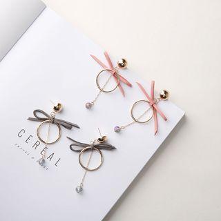 Bow Accent Hoop Drop Earring