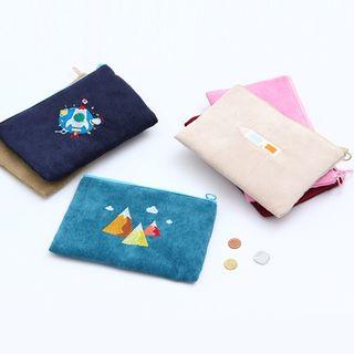 Embroidered Corduroy Coin Purse