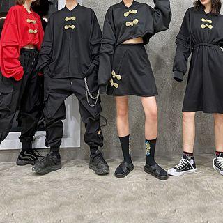 Couple Matching Chinese Frog Buttoned Sweatshirt / Cargo Pants / A-line Skirt / A-line Dress