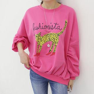 Cheetah-printed Oversized Sweatshirt