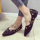 Studded Clear Strap Runched Dorsay Flats