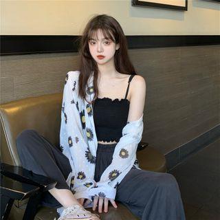 Spaghetti Strap Top / Floral Light Shirt
