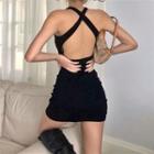 Open-back Slim-fit Halter Sleeveless Dress