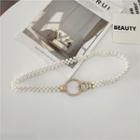 Rhinestone Hoop Faux Pearl Waist Chain