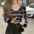 Striped Knit Camisole Top / Cardigan
