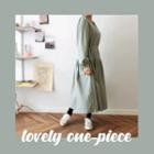 Round-neck Drawstring-waist A-line Dress