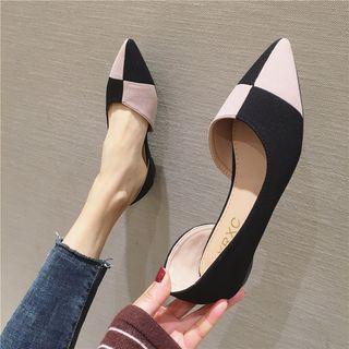 Two-tone Pointy-toe Dorsay Flats