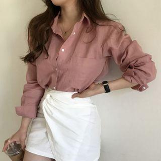 Long-sleeve Blouse / Plain Mini Skirt