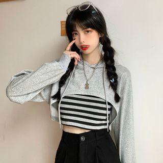 Cropped Hoodie / Spaghetti Strap Top