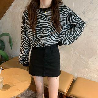 Zebra Print Pullover Zebra Print - Black & White - One Size
