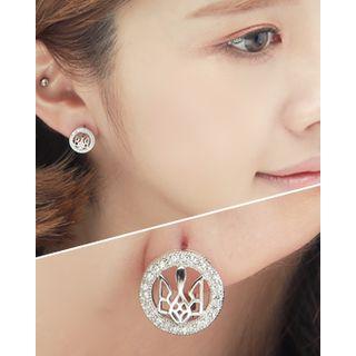 Rhinestone Pav  Openwork Clip-on Earrings