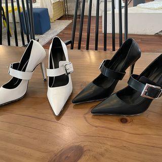 Buckled Mary Jane Pumps
