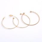 Set Of 3: Alloy Open Bangle (assorted Designs) Set Of 3 - As Shown In Figure - One Size