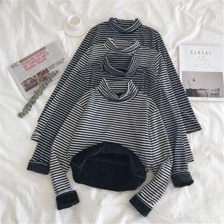 High-neck Striped Slim-fit Top