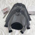 High-neck Striped Slim-fit Top