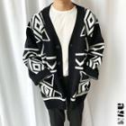 Geometric-pattern Oversized Cardigan