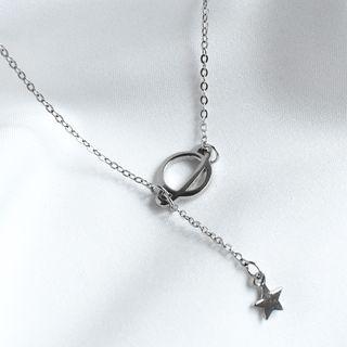 925 Sterling Silver Planet & Star Pendant Necklace 925 Silver - As Shown In Figure - One Size
