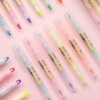 Set Of 6: Dual Head Highlighter Set Of 6 - Orange & Red & Green - One Size