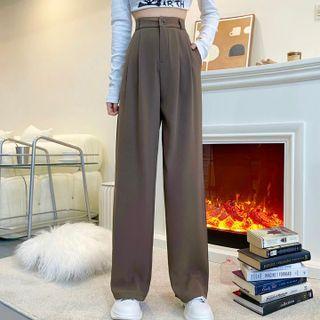 High-waist Plain Wide Leg Dress Pants