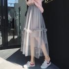 Wood Ear Ruffle Mesh Skirt