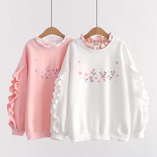 Ruffled Cherry Blossom Sweatshirt