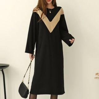 Chevron Fleece Midi T-shirt Dress