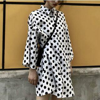 Dotted Long-sleeve Shirt Dress