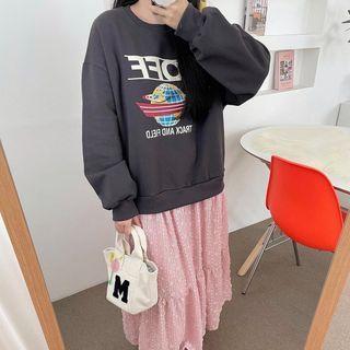 Long-sleeve Mock Two-piece Lace Maxi Dress