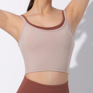 Mock Two-piece Sports Cropped Camisole Top
