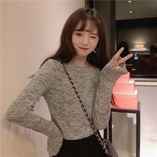 Melange Long-sleeve Knit T-shirt