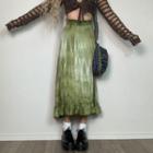 Tie-dye Lettuce Trim Midi Skirt