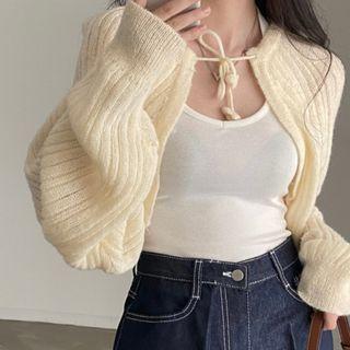 Tie Neck Open Front Cardigan