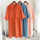 Buttoned Short-sleeve A-line Sleep Dress