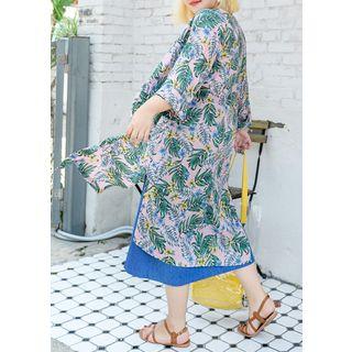 Plus Size Hawaiian Cotton Robe Cardigan With Sash