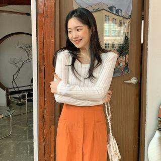 U-neck Slim-fit Ribbed Top