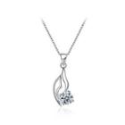 925 Sterling Silver Elegant Simple Leaf Pendant Necklace With Cubic Zircon Silver - One Size