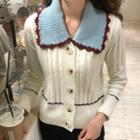 Collared Long-sleeve Knit Jacket
