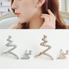 925 Sterling Silver Non-matching Rhinestone Wavy Earring