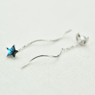 Sterling Silver Jeweled Star & Moon Earrings