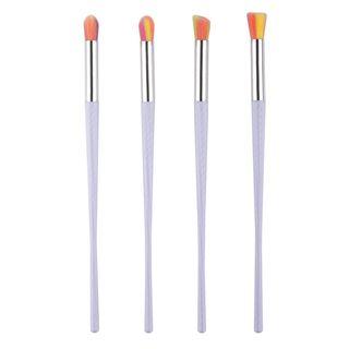 Set Of 4: Eyeshadow Brushes G-04-018 - 4 Pcs - Multicolor Hair - White - One Size
