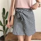 Gingham Wrapped A-line Skirt Black - One Size