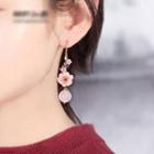 Retro Gemstone Bead & Flower Dangle Earring
