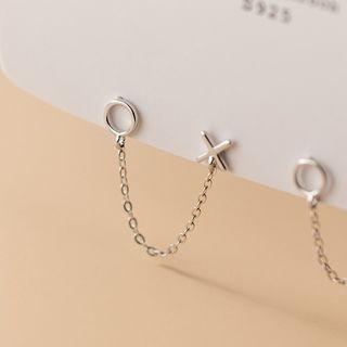 Geometric Chained Sterling Silver Earring