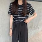 Striped T-shirt / Wide Leg Pants