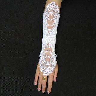 Lace Panel Fingerless Bridal Gloves