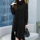 Turtleneck Knit Irregular Midi A-line Dress